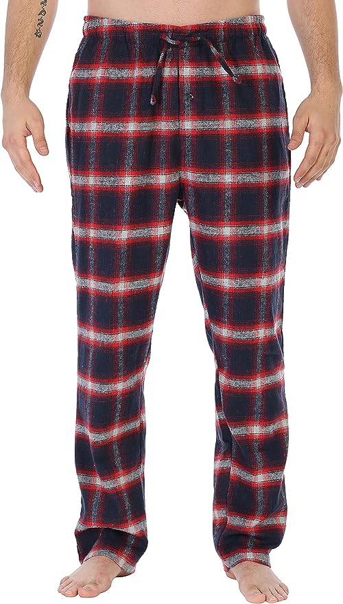 Men's Yarn Dye Brushed Flannel Pajama Pants, Elastic Waist