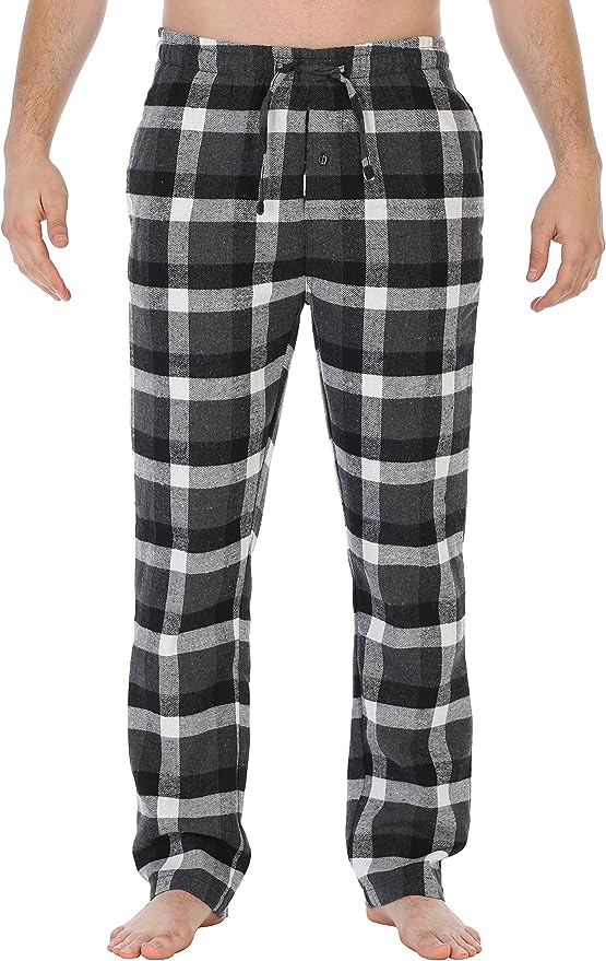 Men's Yarn Dye Brushed Flannel Pajama Pants, Elastic Waist