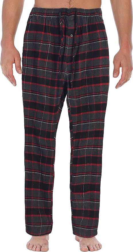 Men's Yarn Dye Brushed Flannel Pajama Pants, Elastic Waist