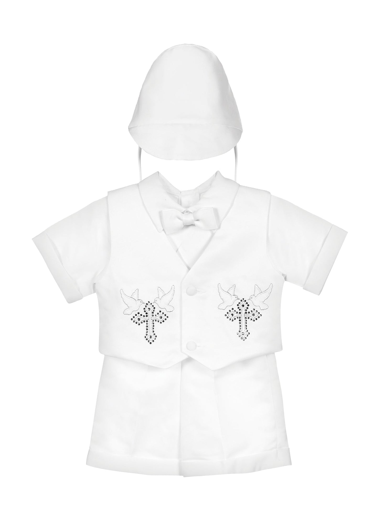 AA001 Boy's white Christening Baptism Suit Set