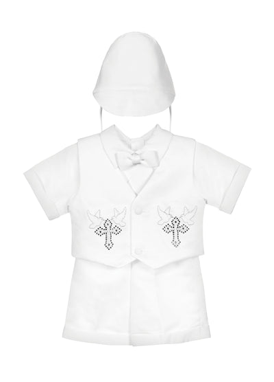 AA001 Boy's white Christening Baptism Suit Set