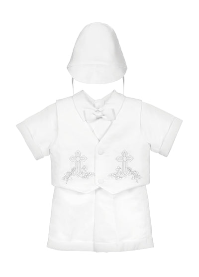 BCG Boy's white Christening Baptism Suit Set