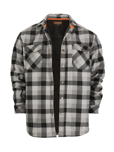 Mens Checkered Flannel Shirt Jacket With Velvet