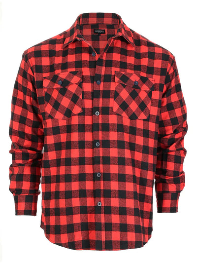 Men's Long Sleeve Plaid Flannel Shirt with pocket
