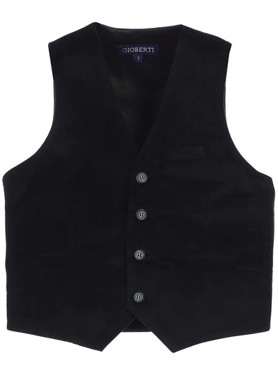 VS-83 BOYS 4 BUTTON VELVET FORMAL SUIT VEST 5 COLORS BLACK-BURGUNDY-R BLUE-NAVY-HUNTER GREEN SIZE 2-20