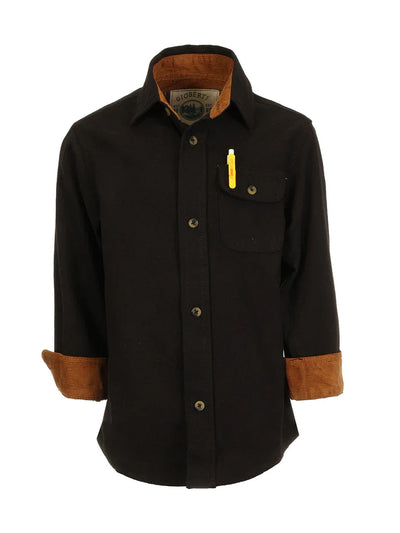 BOY'S SINGLE POCKET FLANNEL SHIRT WITH CORDUROY CONTRAST