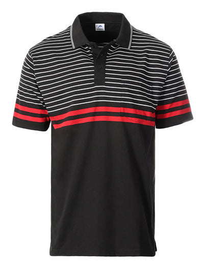 MEN'S STRIPPED SHORT SLEEVE POLO WITH CHEST POCKET