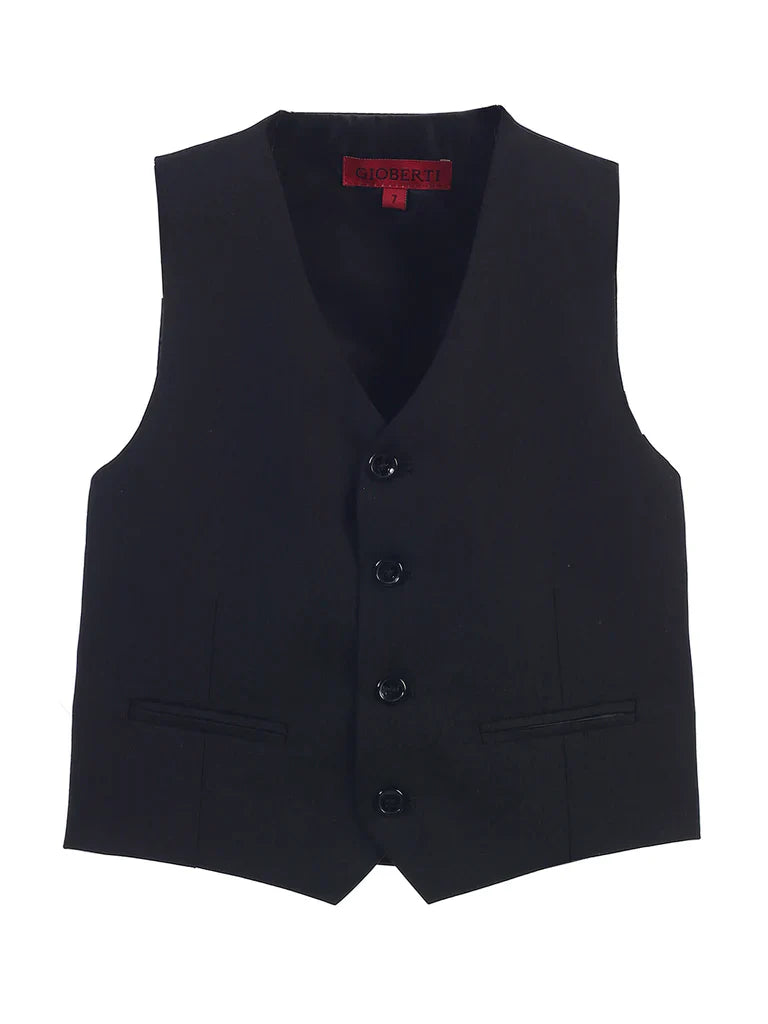 VS-85 BOYS 4 BUTTON FORMAL SUIT VEST IN 7 COLORS BLACK-GRAY-CHARCOAL-KHAKI-FOREST GREEN-NAVY-ROYAL BLUE SIZE 2-20