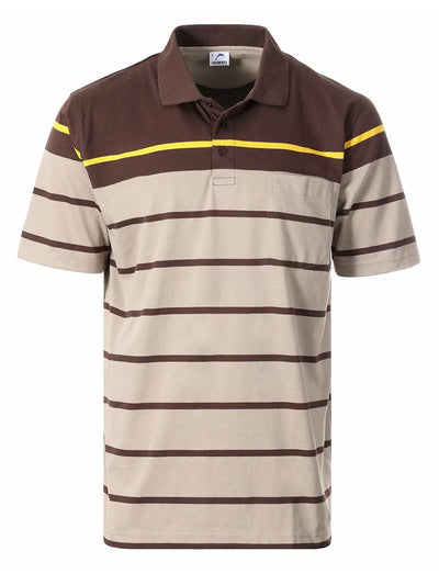 MEN'S STRIPED SHORT SLEEVE POLO WITH CHEST POCKET