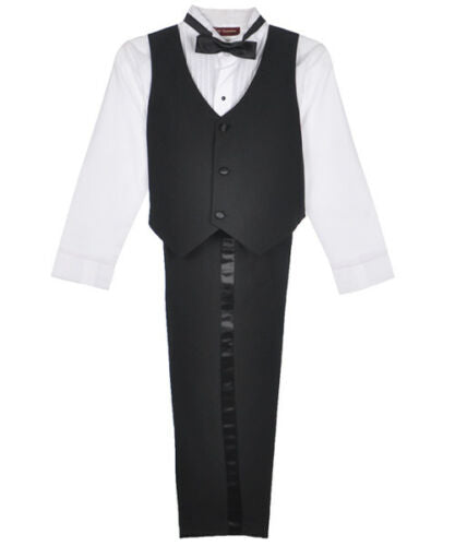 BY-008V formal tuxedo with bow tie 5 pcs IN 2 COLORS BLACK-WHITE