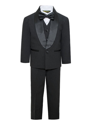 BY009 BOYS FORMAL TUXEDO WITH BOW TIE (5 PCS) 2 COLORS BLACK-WHITE