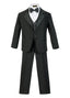 BY-010D Boys formal tuxedo with bow tie (5 pcs) BLACK-WHITE