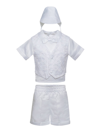 BY017 BOYS Christening Baptism Suit Set WHITE