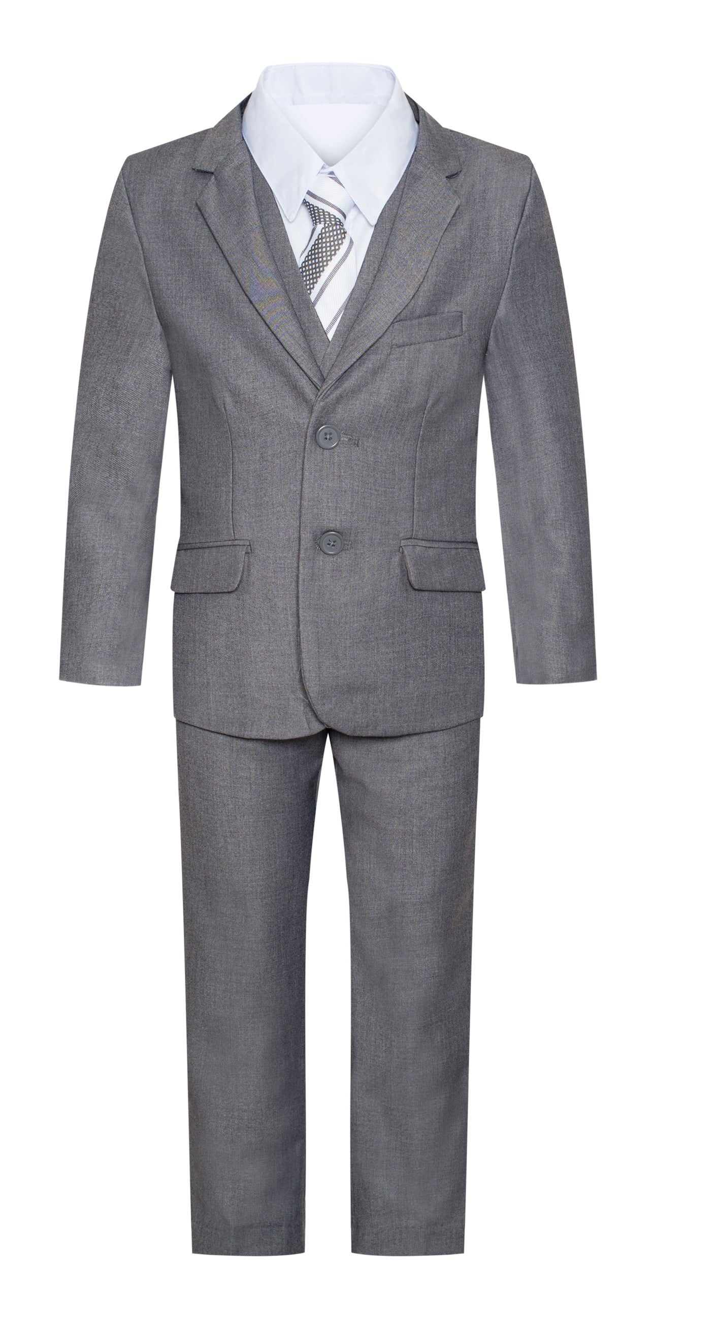 BY019 BOYS FORMAL SUIT ( 5 PCS ) GRAY-NAVY-BLUE-SILVER-CHAR SLIM FIT