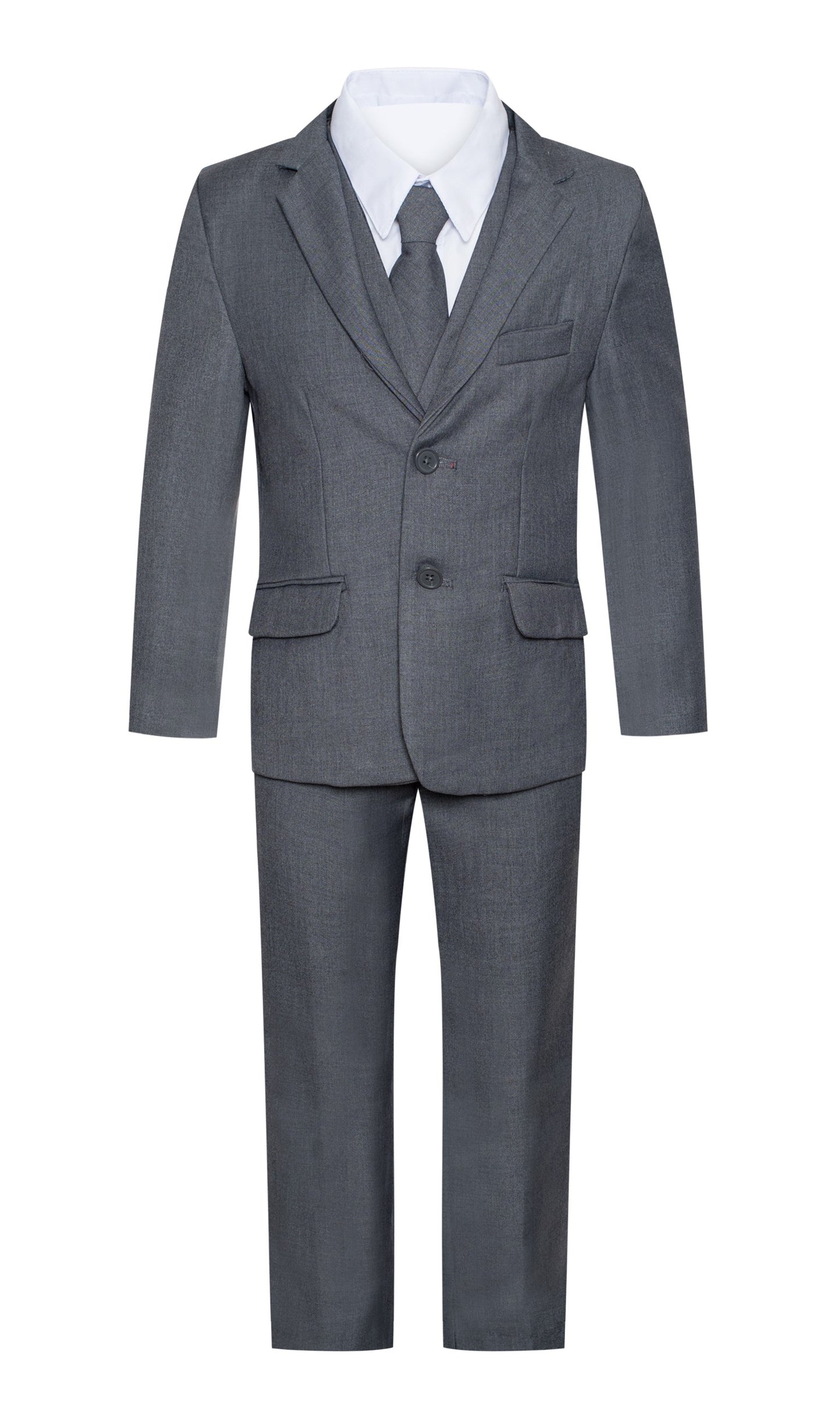 BY019 BOYS FORMAL SUIT ( 5 PCS ) GRAY-NAVY-BLUE-SILVER-CHAR SLIM FIT