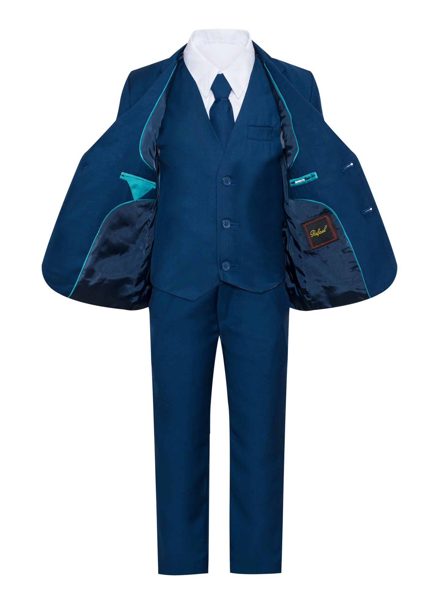 BY019 BOYS FORMAL SUIT ( 5 PCS ) GRAY-NAVY-BLUE-SILVER-CHAR SLIM FIT