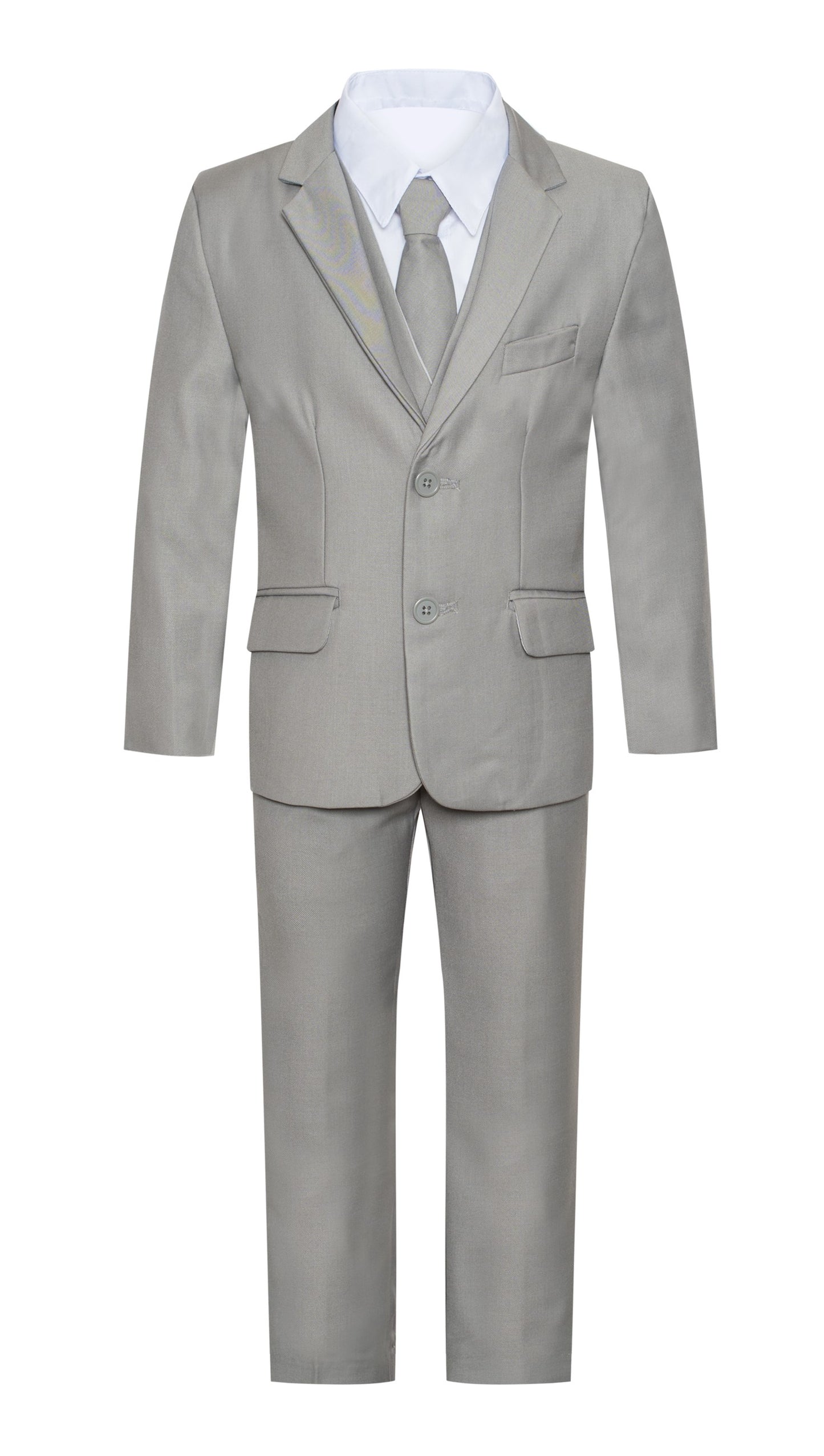 BY019 BOYS FORMAL SUIT ( 5 PCS ) GRAY-NAVY-BLUE-SILVER-CHAR SLIM FIT