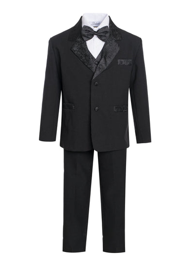 BY-021 Boys formal tuxedo with bow tie BLACK-WHITE (5 pcs)