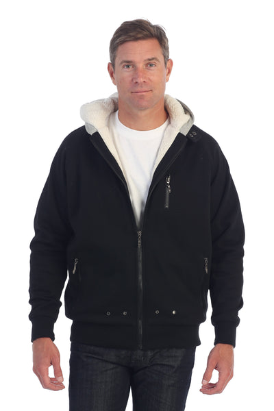 Men's Heavyweight Sherpa Lined Fleece Hoodie Jacket