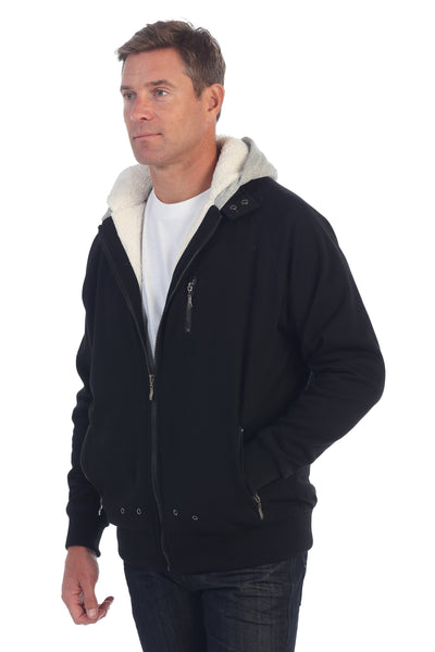 Men's Heavyweight Sherpa Lined Fleece Hoodie Jacket