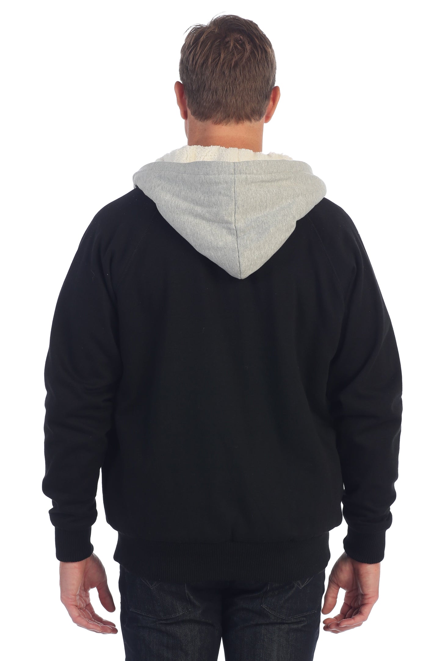 Men's Heavyweight Sherpa Lined Fleece Hoodie Jacket