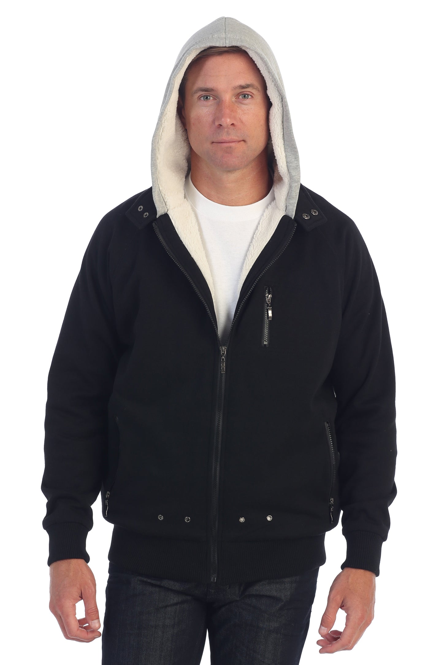 Men's Heavyweight Sherpa Lined Fleece Hoodie Jacket