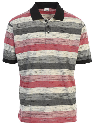 Mens Club Stripe Polo Shirt - Short Sleeve, Regular Fit, Yarn Dye