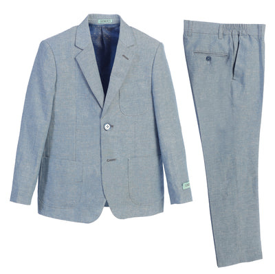 BSL-82 BOYS LINEN SUIT BLUE-GRAY-STONE ( 2 PCS )