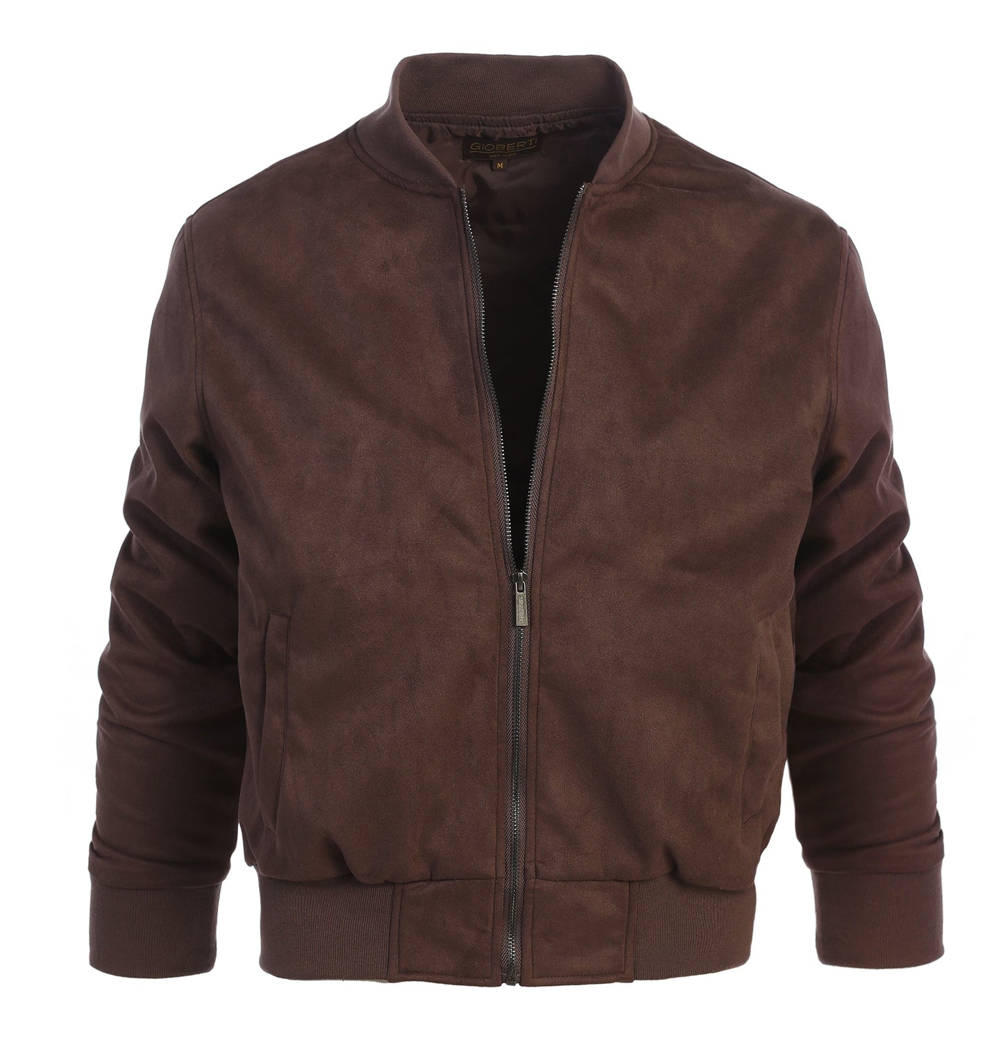 Men's Padded Suede Bomber Jacket with Warm Inner Padding