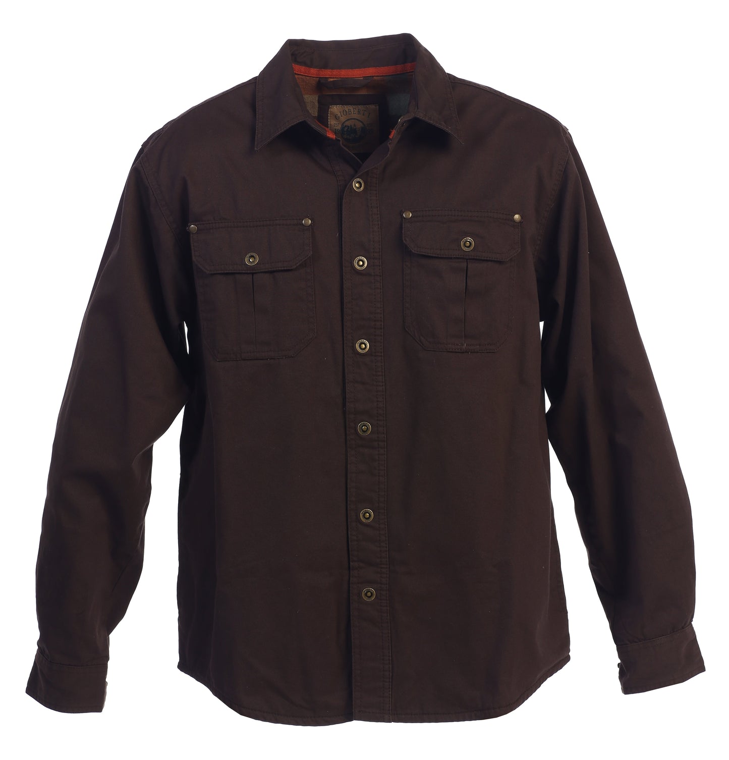 Men's 100% Cotton Brushed and Soft Twill Shirt Jacket with Flannel Lining