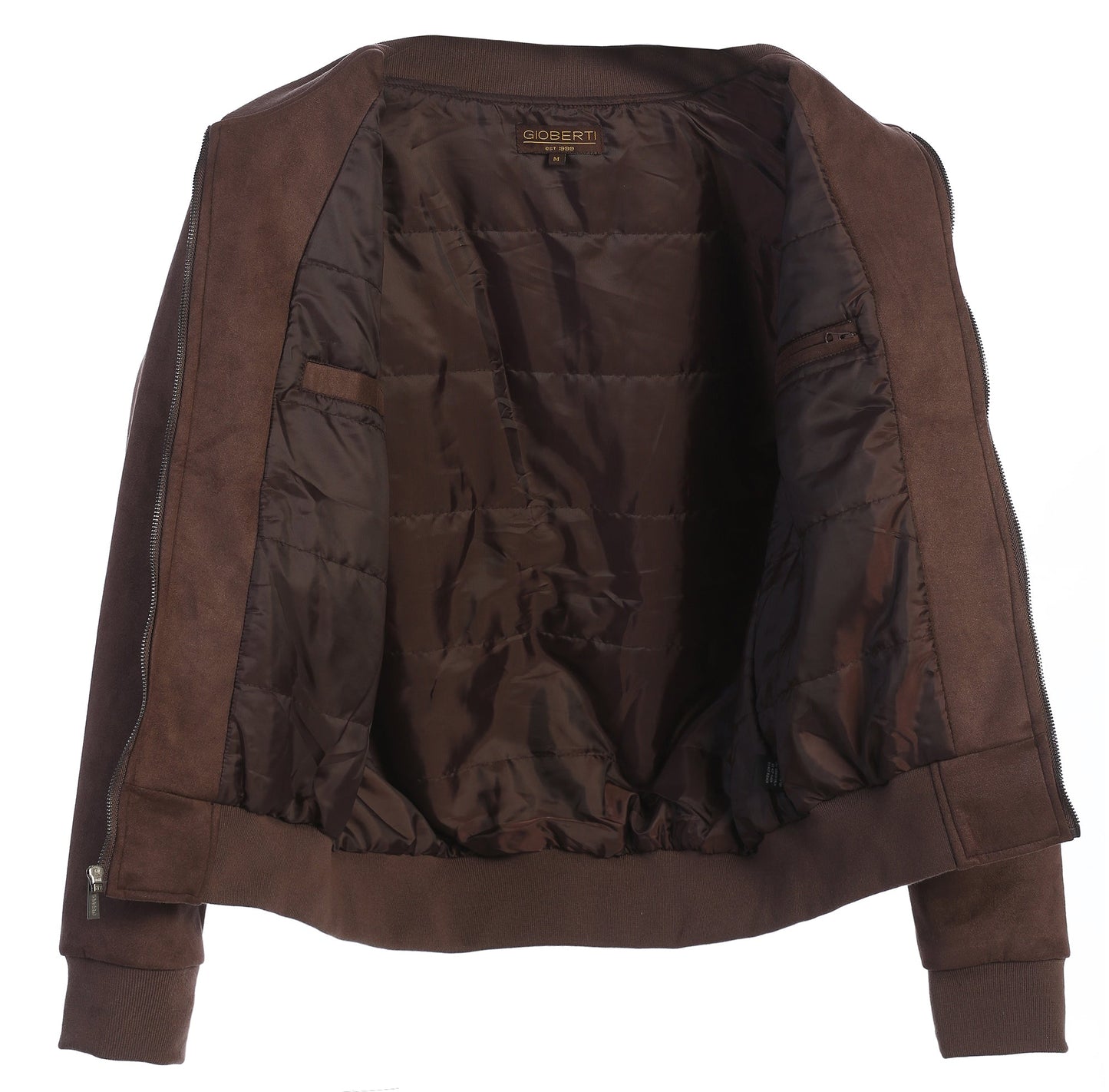 Men's Padded Suede Bomber Jacket with Warm Inner Padding