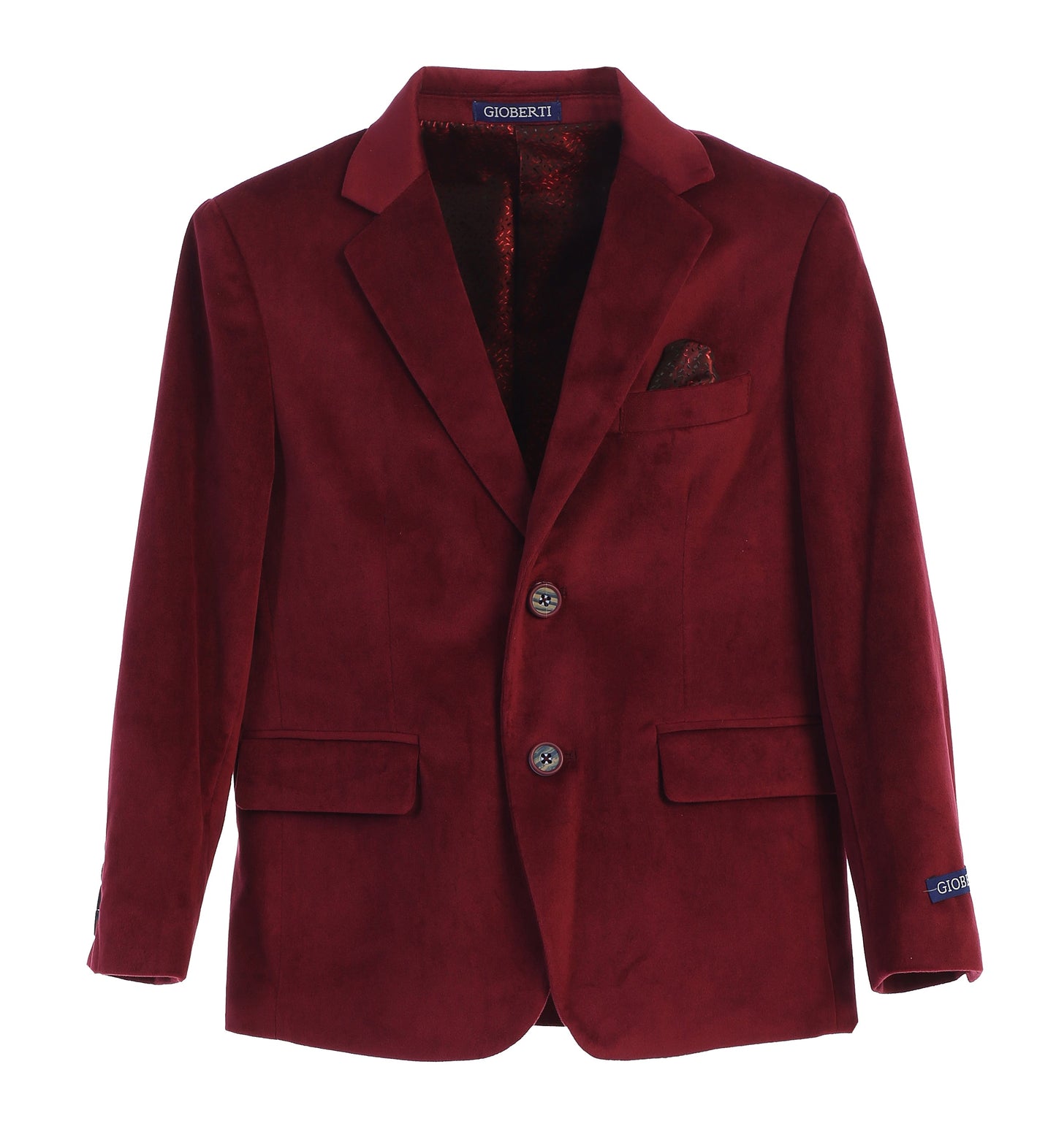 BLV-82 Boy's Formal Velvet Blazer with Designed Buttons SIZE 2-20 IN 4 COLORS BURGUNDY-BLACK-R BLUE-NAVY