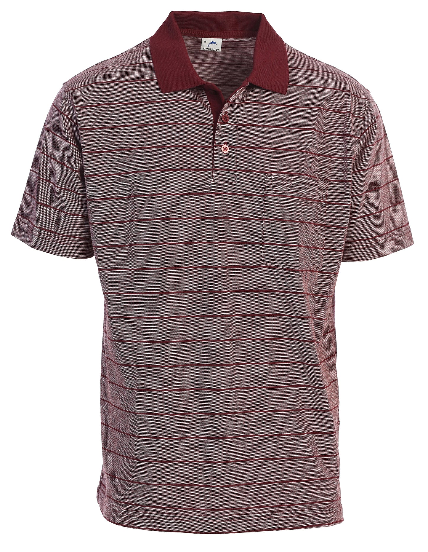 Mens Regular Fit Striped Short Sleeve Polo Shirt with Pocket