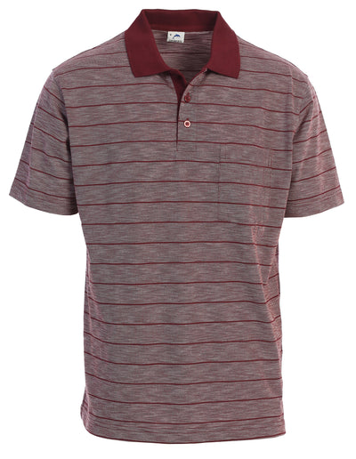 Mens Regular Fit Striped Short Sleeve Polo Shirt with Pocket