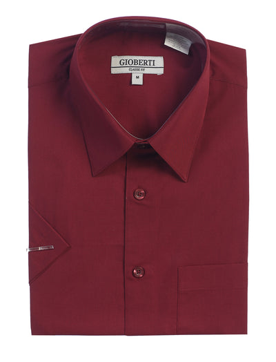 Men's Short Sleeve Solid Dress Shirt