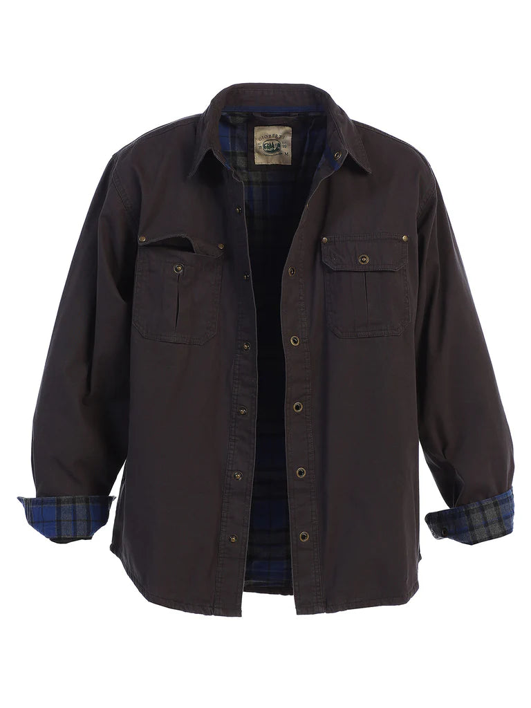 CJ-97 Men's 100% Cotton Brushed and Soft Twill Shirt Jacket with Flannel Lining