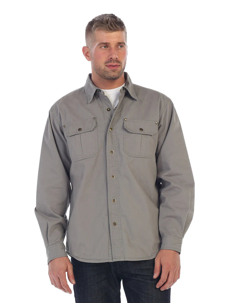 CJ-97 Men's 100% Cotton Brushed and Soft Twill Shirt Jacket with Flannel Lining