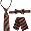 RTS-BOYS-3 PC SET-CTRIPED-TIE-BOWTIE-P SQ-17 COLORS-SIZE 2-4 AND 5-7 AND 8-18