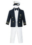 CP-007 Boys Captain style suit set with hat (5 pcs) 3 COLORS ALL WHITE- ALL NAVY- NAVY WHITE