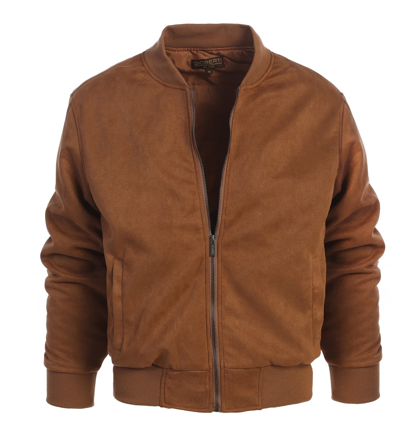 Men's Padded Suede Bomber Jacket with Warm Inner Padding