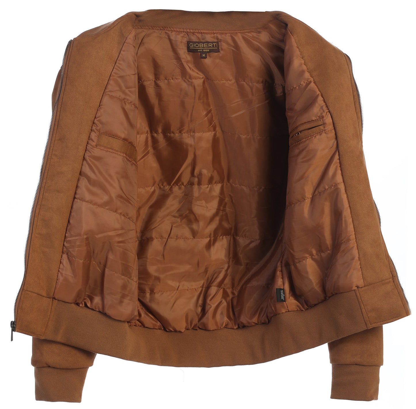 Men's Padded Suede Bomber Jacket with Warm Inner Padding