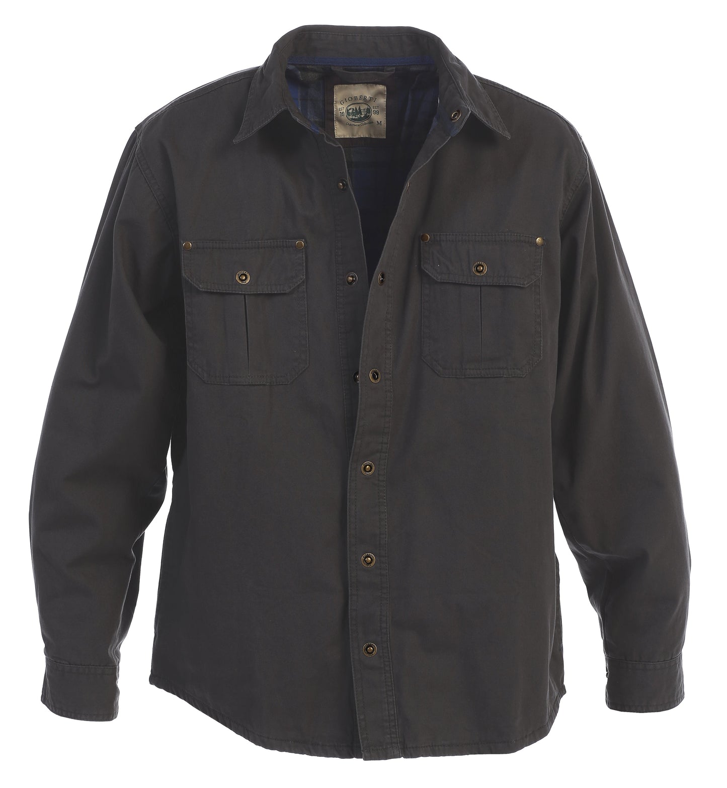 Men's 100% Cotton Brushed and Soft Twill Shirt Jacket with Flannel Lining