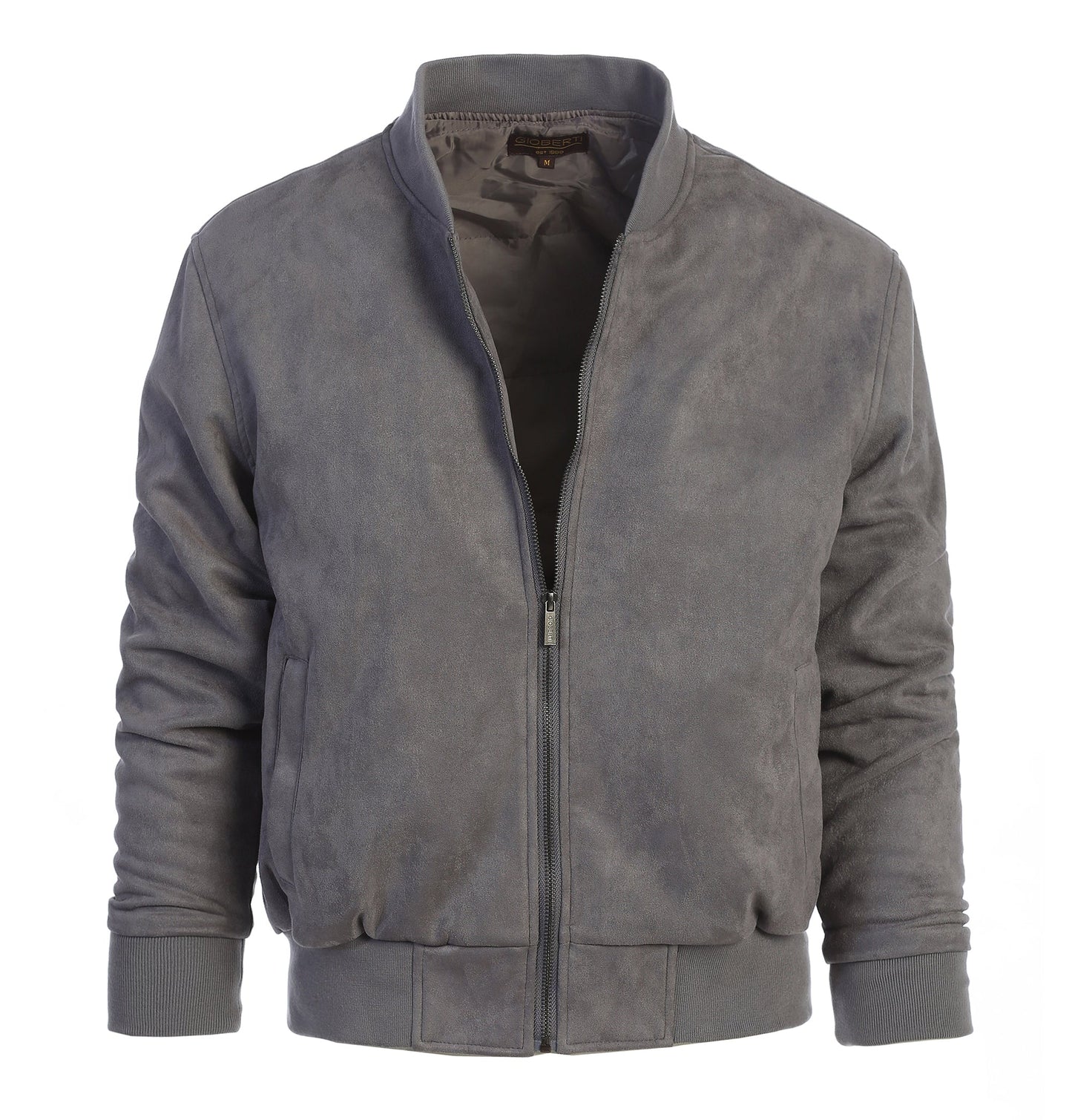 Men's Padded Suede Bomber Jacket with Warm Inner Padding