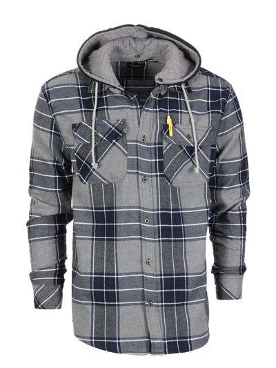 LS-92H Men's Removable Hoodie Flannel Shirt