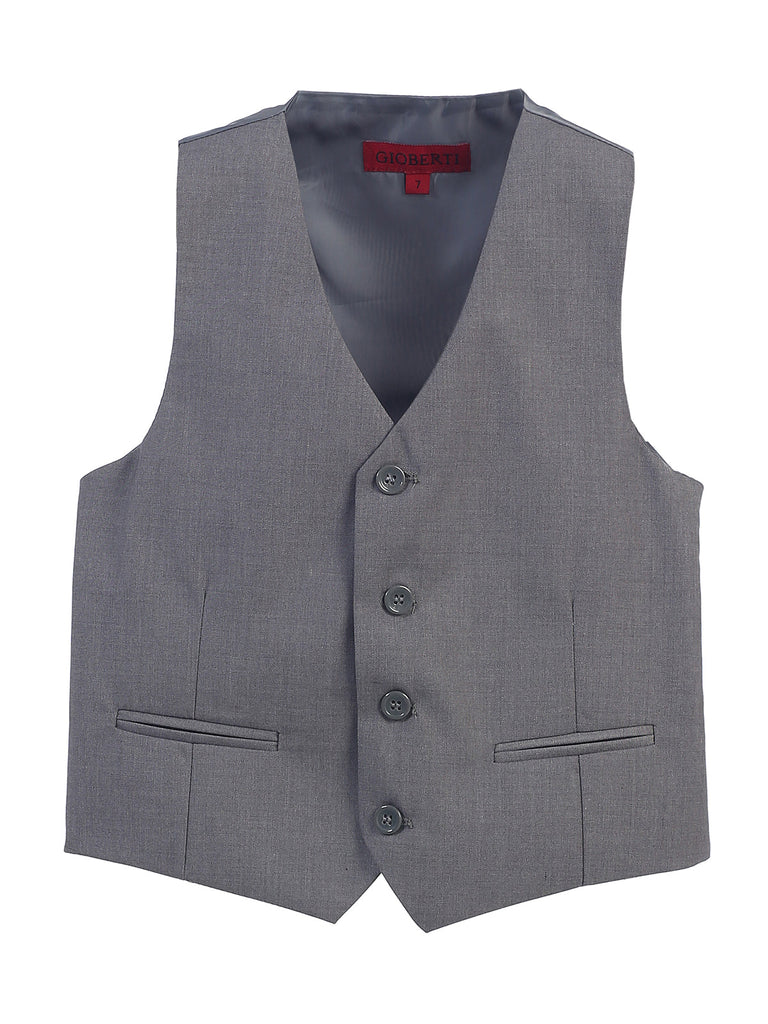 VS-85 BOYS 4 BUTTON FORMAL SUIT VEST IN 7 COLORS BLACK-GRAY-CHARCOAL-KHAKI-FOREST GREEN-NAVY-ROYAL BLUE SIZE 2-20