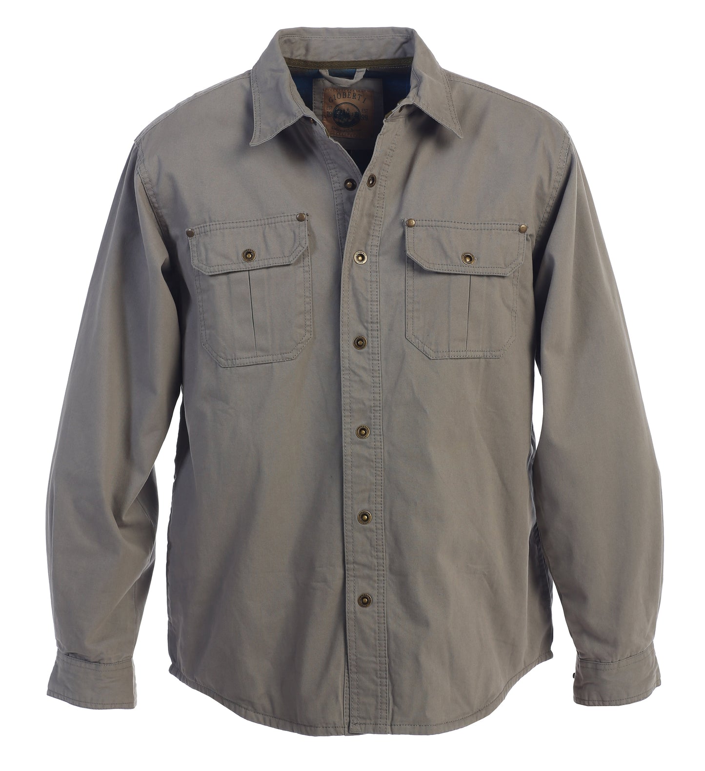 Men's 100% Cotton Brushed and Soft Twill Shirt Jacket with Flannel Lining