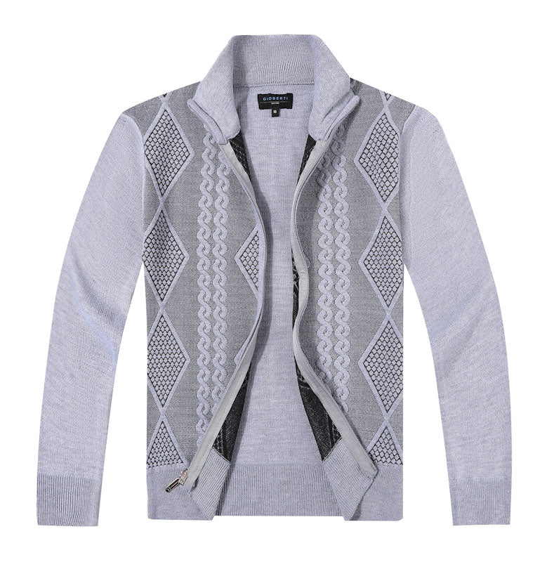 KIDS AND BOYS FULL ZIP GEOMETRIC DESIGN SWEATER