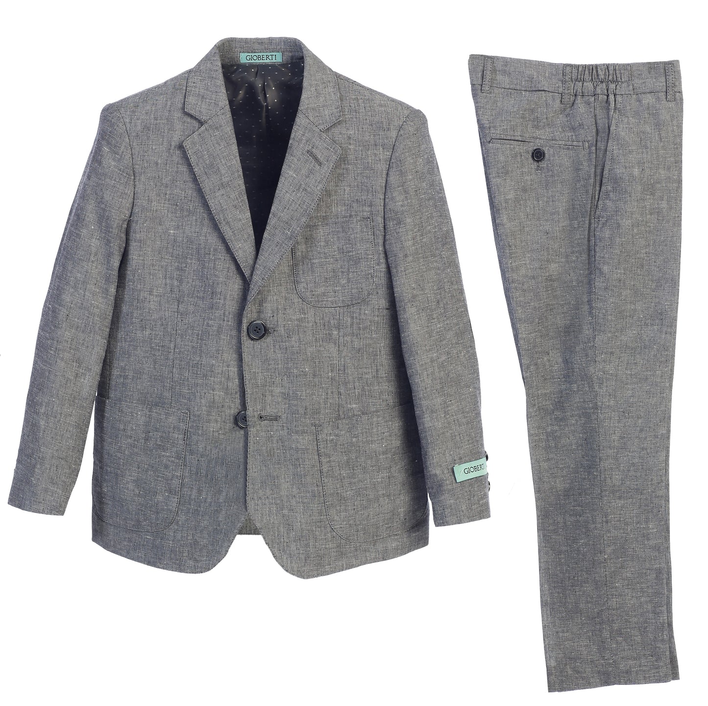 BSL-82 BOYS LINEN SUIT BLUE-GRAY-STONE ( 2 PCS )