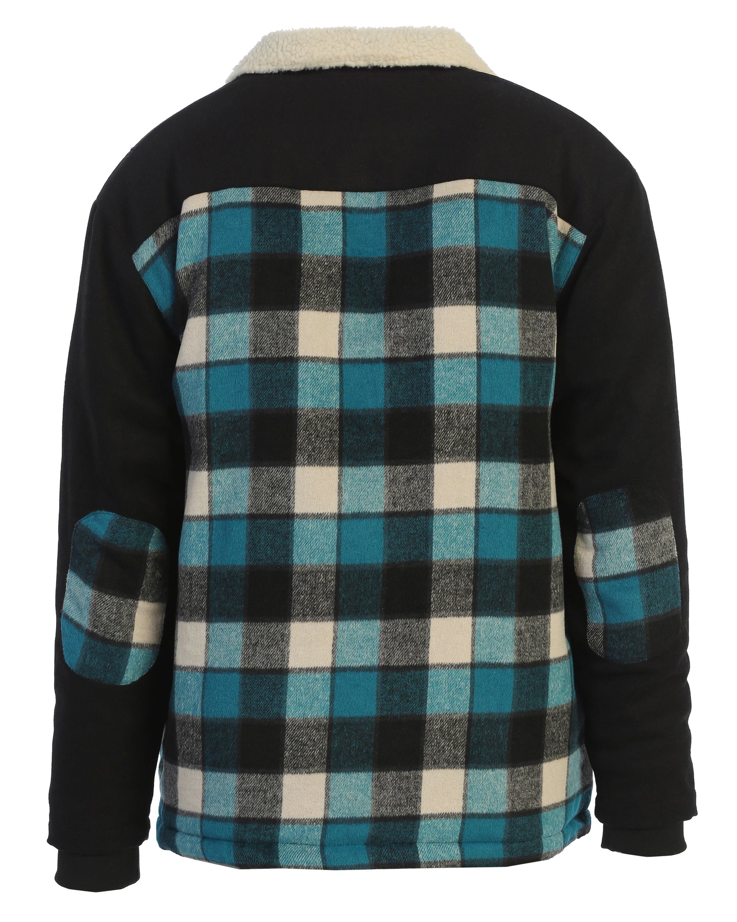 Men's Full Zip Wool-Like Plaid Jacket with Warm Cozy Inner Padding and Sherpa Collar