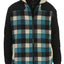 Men's Full Zip Wool-Like Plaid Jacket with Warm Cozy Inner Padding and Sherpa Collar